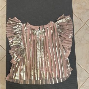 Metallic Pink and Silver Pleated Top